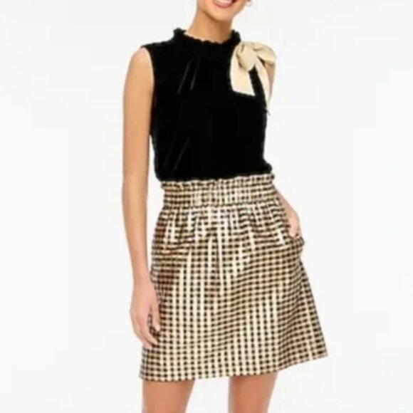 J. Crew Factory Metallic Gingham Pull-On Mini Skirt Size XS NWT - Picture 1 of 4